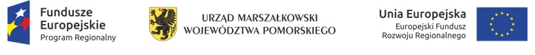 ścieżka : logo Unii Europejskiej, Funduszu Europejskiego Program Regionalny i Urzędu Marszałkowskiego Województwa Pomorskiego