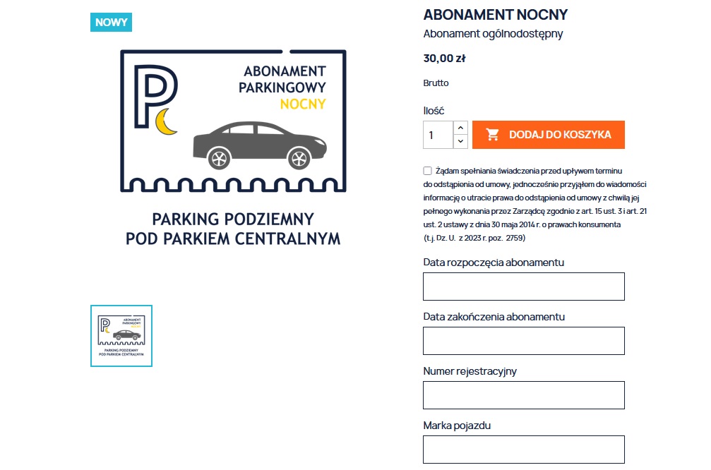 screen ze strony, na której można kupić abonament