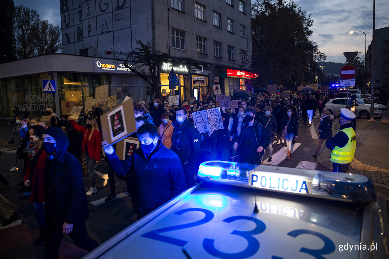 Poniedziałkowy (26.10) protest na ulicach Gdyni, fot. Przemysław Kozłowski