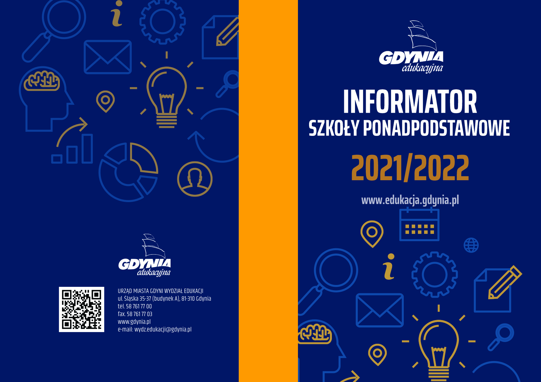 Strona tytułowa informatora z ofertą edukacyjną gdyńskich szkół ponadpodstawowych na rok szkolny 2021/2022 /mat. własny