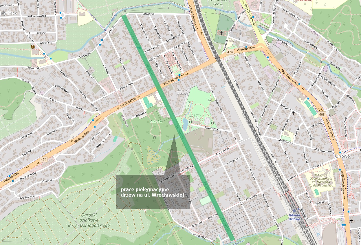 mapa przedstawiająca zakres prac