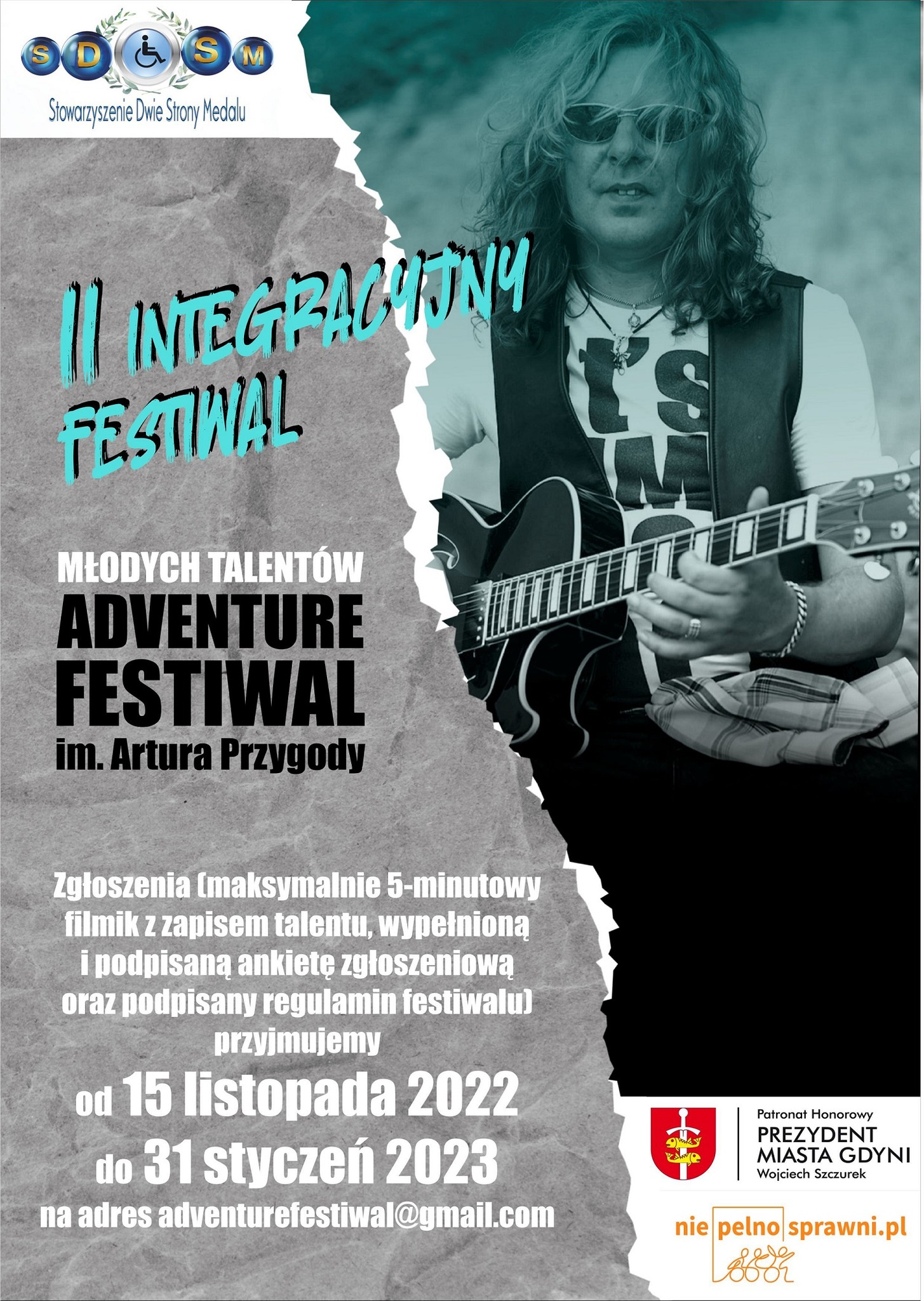 Plakat 2. edycji Integracyjnego Festiwalu Młodych Talentów im. Artura Przygody 