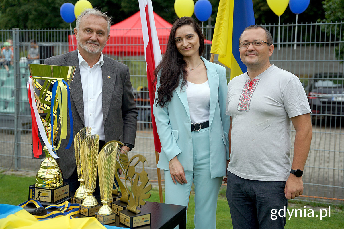Konsul Ukrainy w Gdańsku Oleksandr Płodystyi zaprosił na otwarcie Turnieju prezydenta Gdyni Wojciecha Szczurka. Fot. Mirosław Pieślak