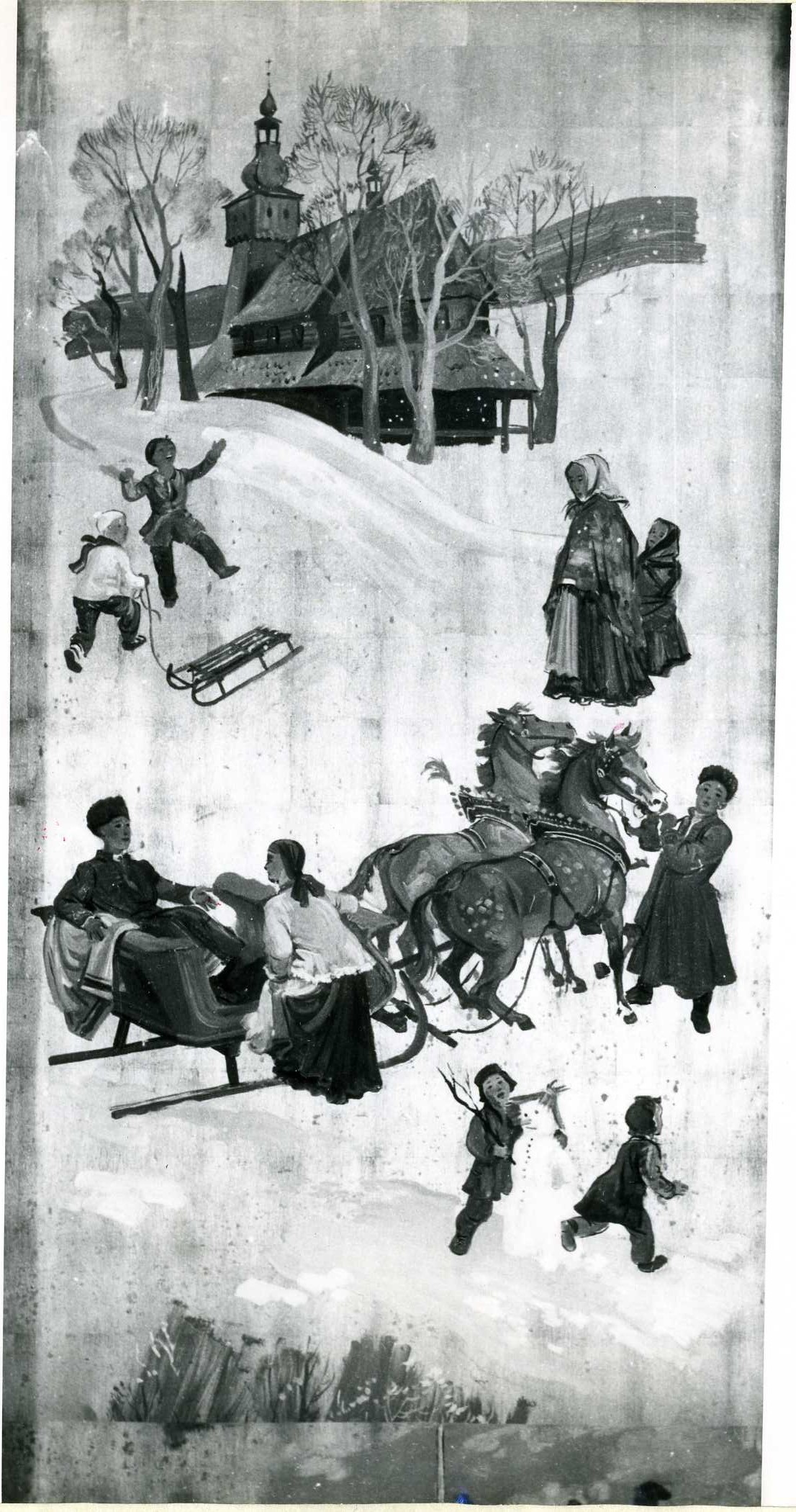 Grafika ze statku Stefan Batory. Ze zbior&oacute;w Muzeum Miasta Gdyni.