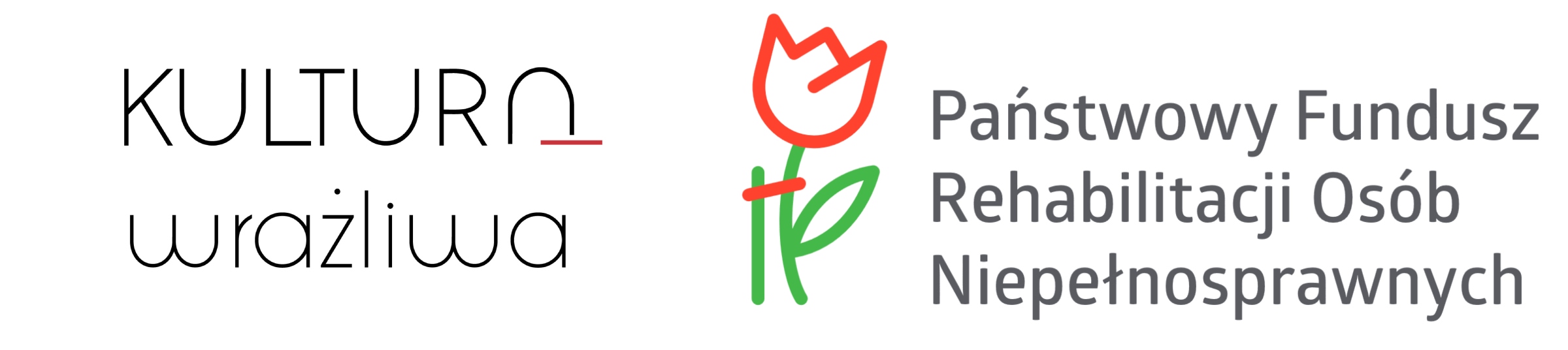Logotypy: Kultura wrażliwa i Państwowy Fundusz Rehabilitacji Os&oacute;b Niepełnosprawnych