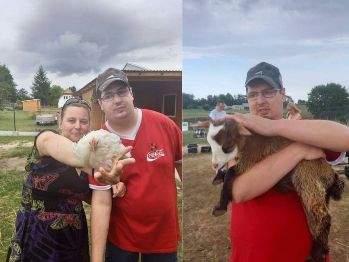 kobieta i mężczyzna trzymają na rękach zwierzęta