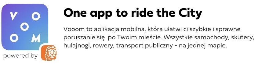 Vooom - aplikacja mobilna, kt&oacute;ra ułatwi poruszanie się po mieście. Mat. Vooom