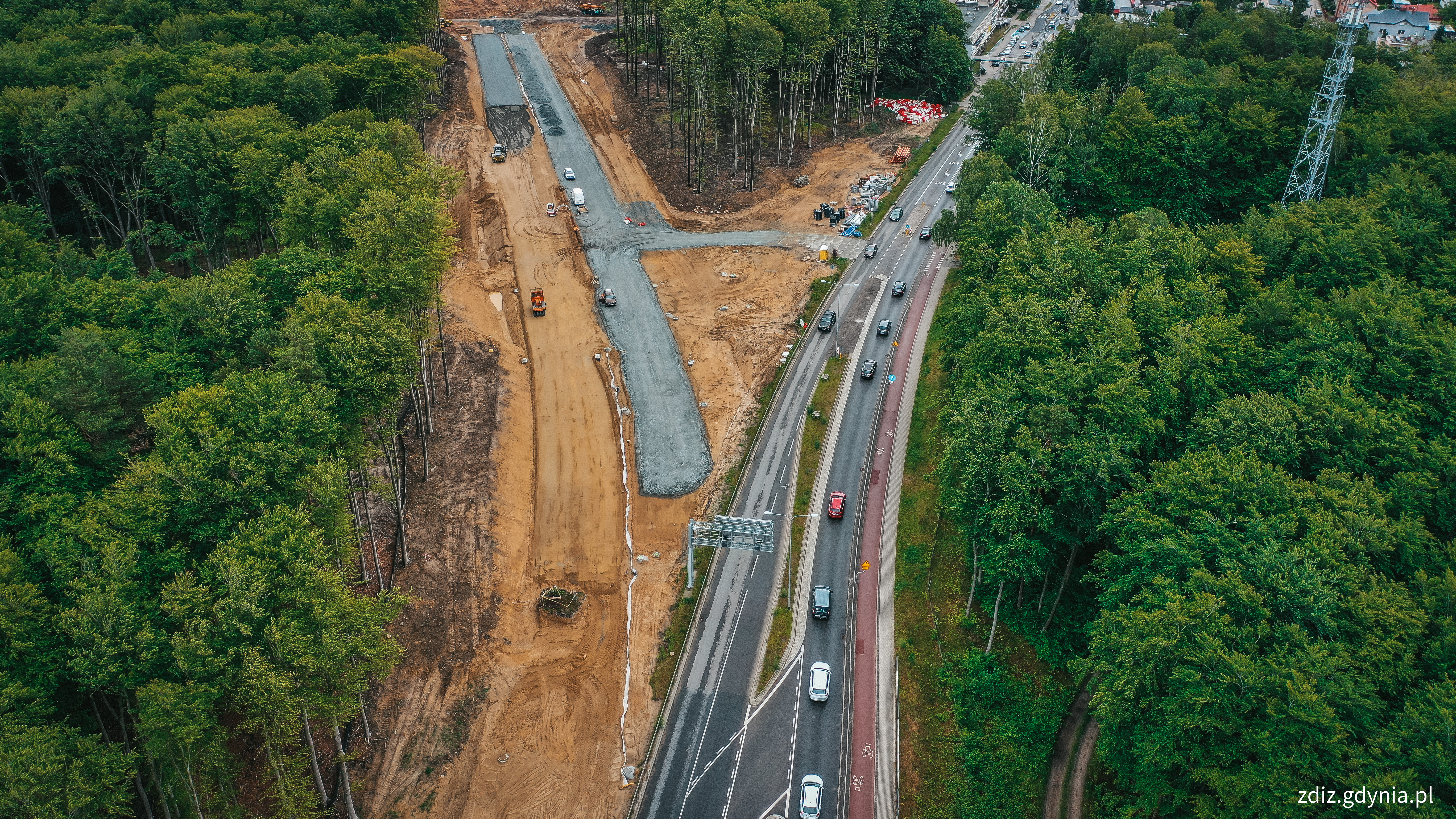 budowa Obwodnicy Witomina, widok prac z lotu ptaka // fot. M.Mielewski/ZDIZ Gdynia
