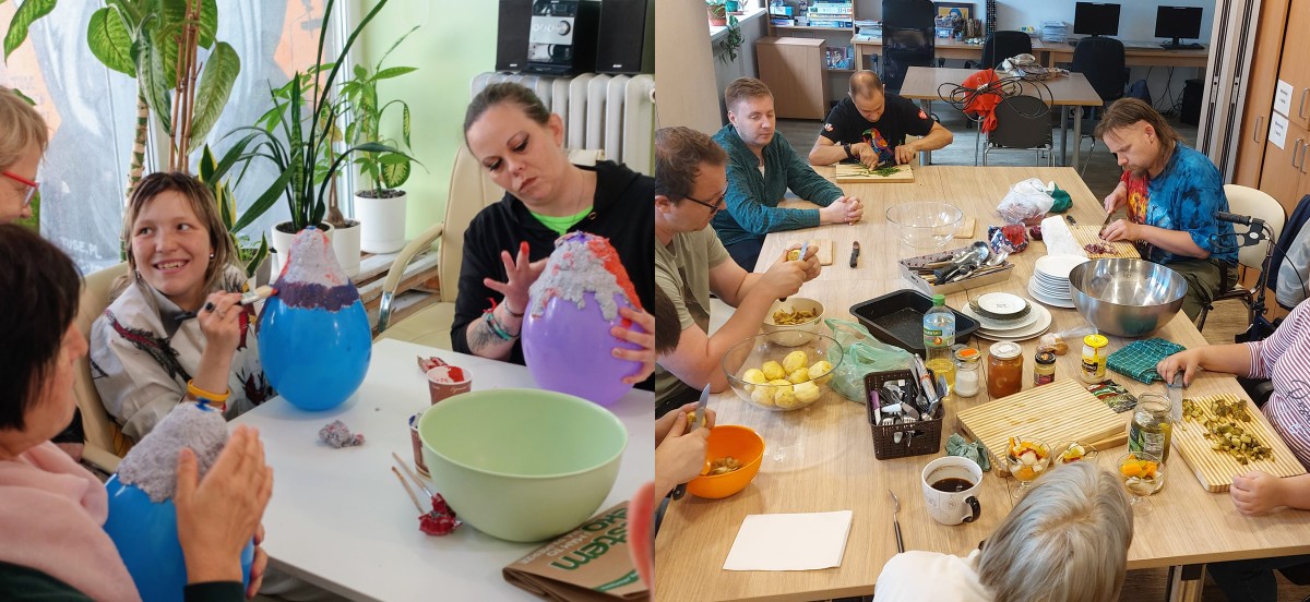 Zestawienie zdjęć przedstawiających grupy os&oacute;b podczas zajęć