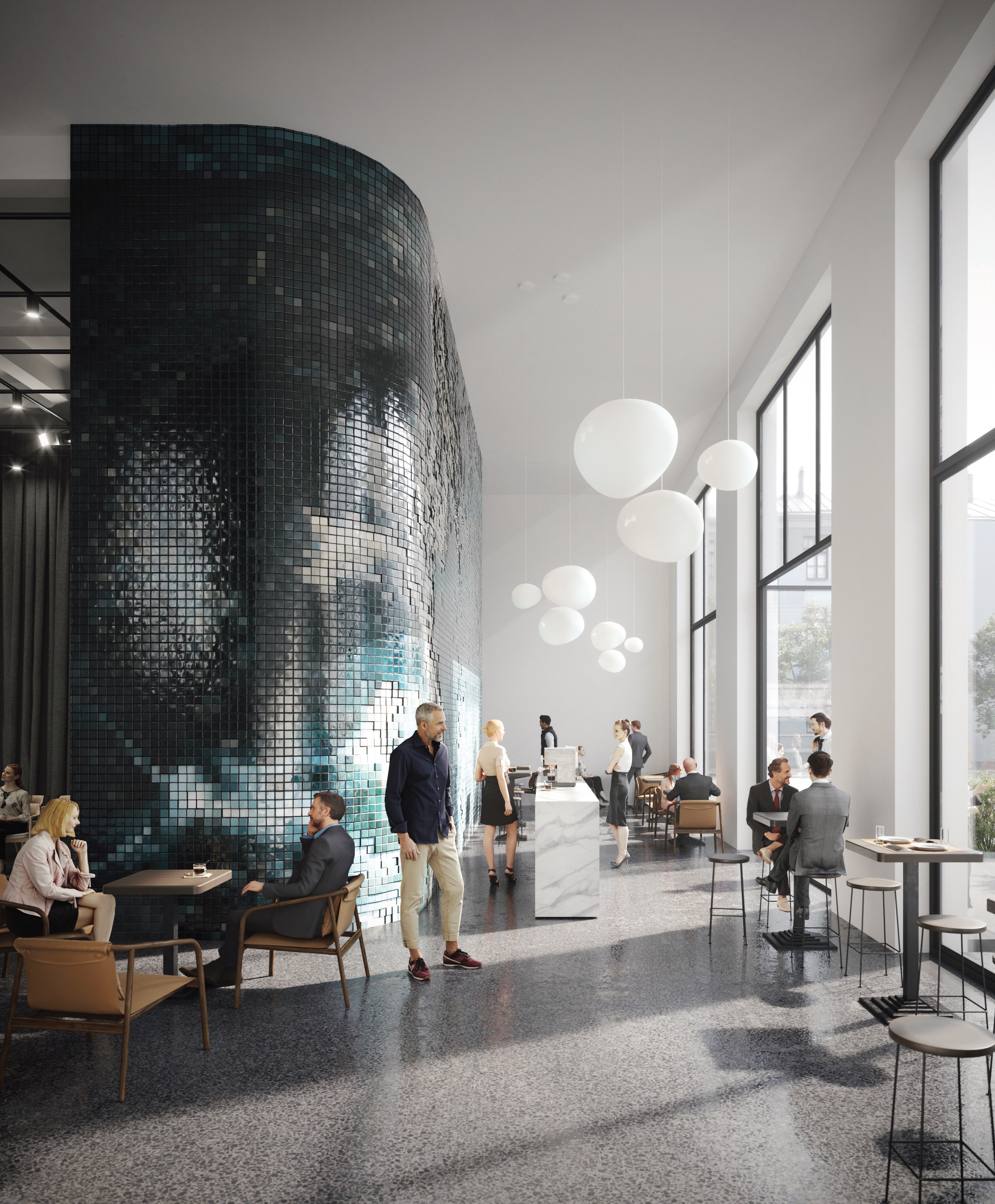 Sama kawiarnia zyska większy dostęp do światła (to za sprawą powiększenia okien) i zupełnie nowy wystr&oacute;j, fot. materiały prasowe pracowni WXCA Sp. z o.o. 