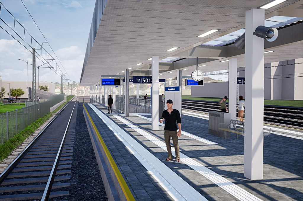 Wizualizacja peronu stacji SKM Gdynia Grab&oacute;wek. (BPK Poznań)