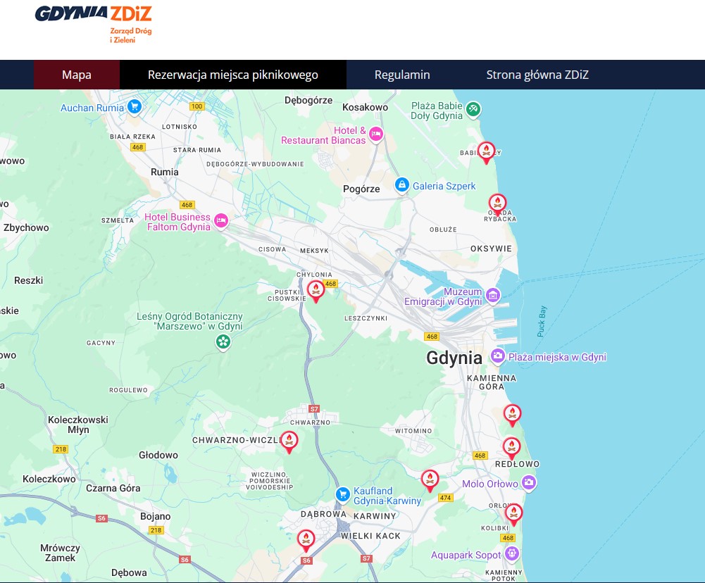 strona do rezerwacji miejsc piknikowych