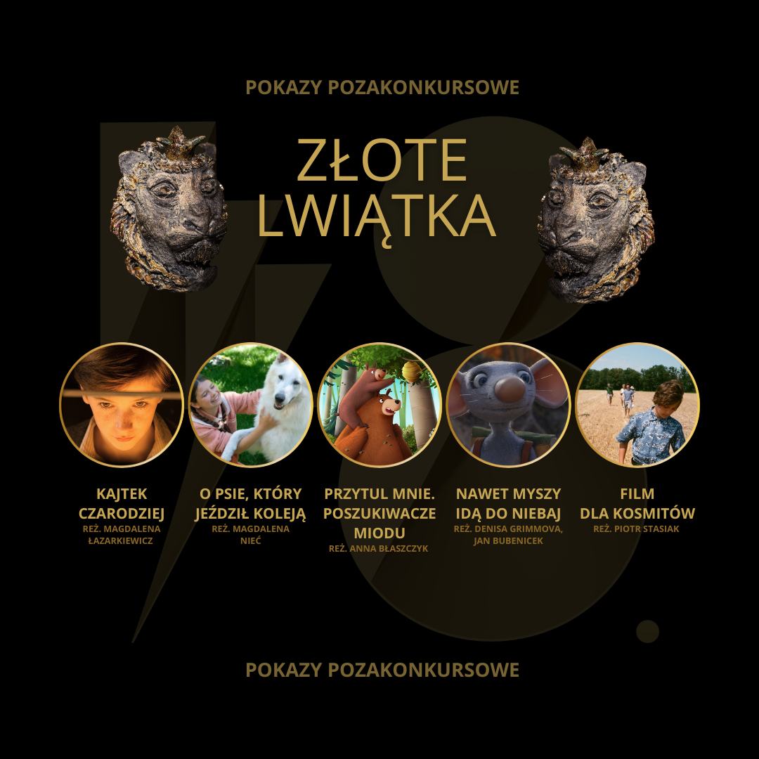 Filmy nominowane do nagrody Złote Lwiątka im. Janusza Korczaka: &bdquo;Kajtek Czarodziej&rdquo;, reżyseria: Magdalena Łazarkiewicz, &bdquo;O psie, kt&oacute;ry jeździł koleją&rdquo;, reżyseria: Magdalena Nieć, &bdquo;Przytul mnie. Poszukiwacze miodu&rdquo;, reżyseria: Anna Błaszczyk, &bdquo;Nawet myszy idą do nieba&rdquo;, reżyseria: Denisa Grimmova i Jan Bubenicek, &bdquo;Film dla kosmit&oacute;w&rdquo;, reżyseria: Piotr Stasik
