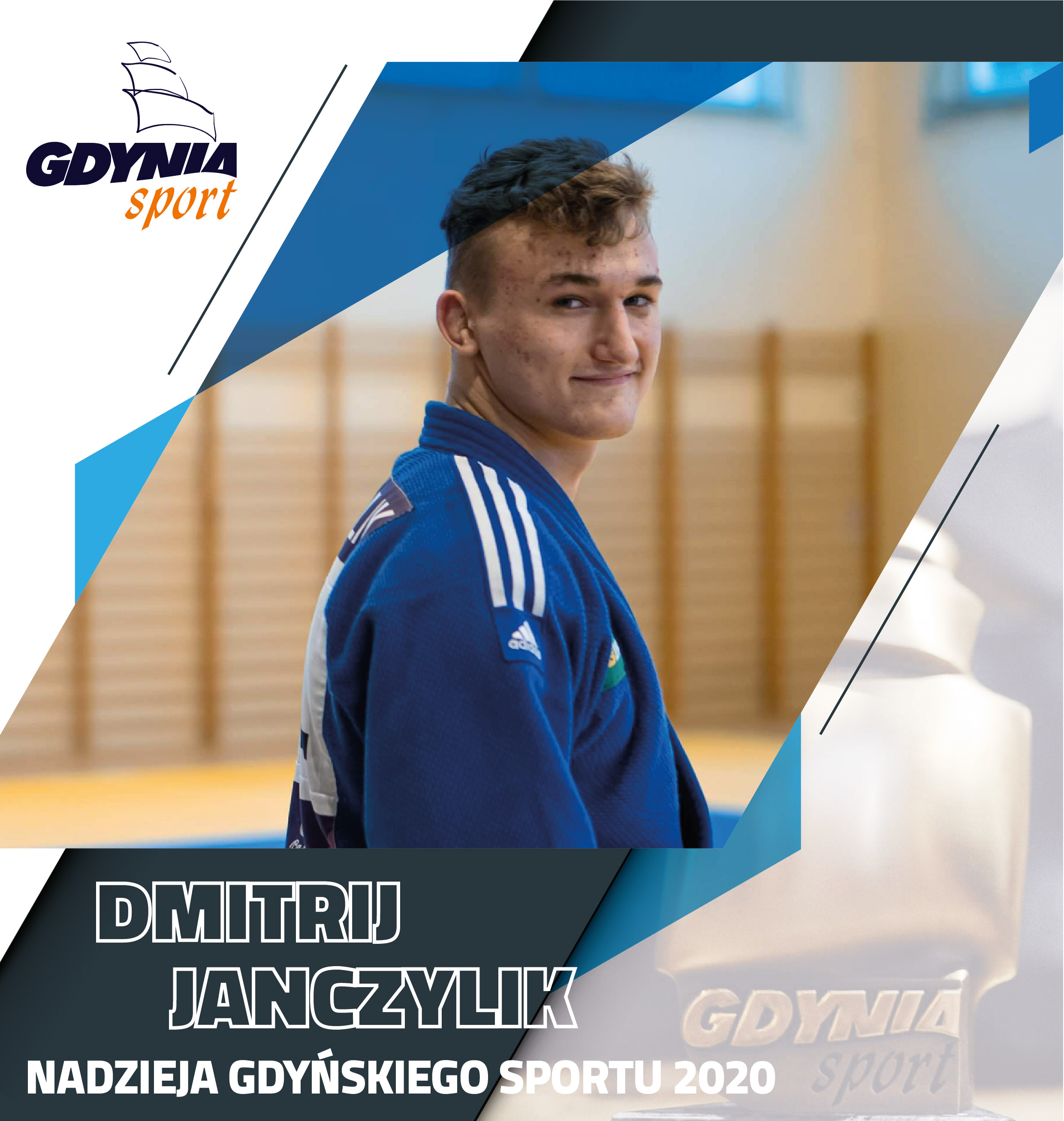 Na zdjęciu znajduje się Dmitrij Janczylik w niebieskim uniformie podczas zawod&oacute;w