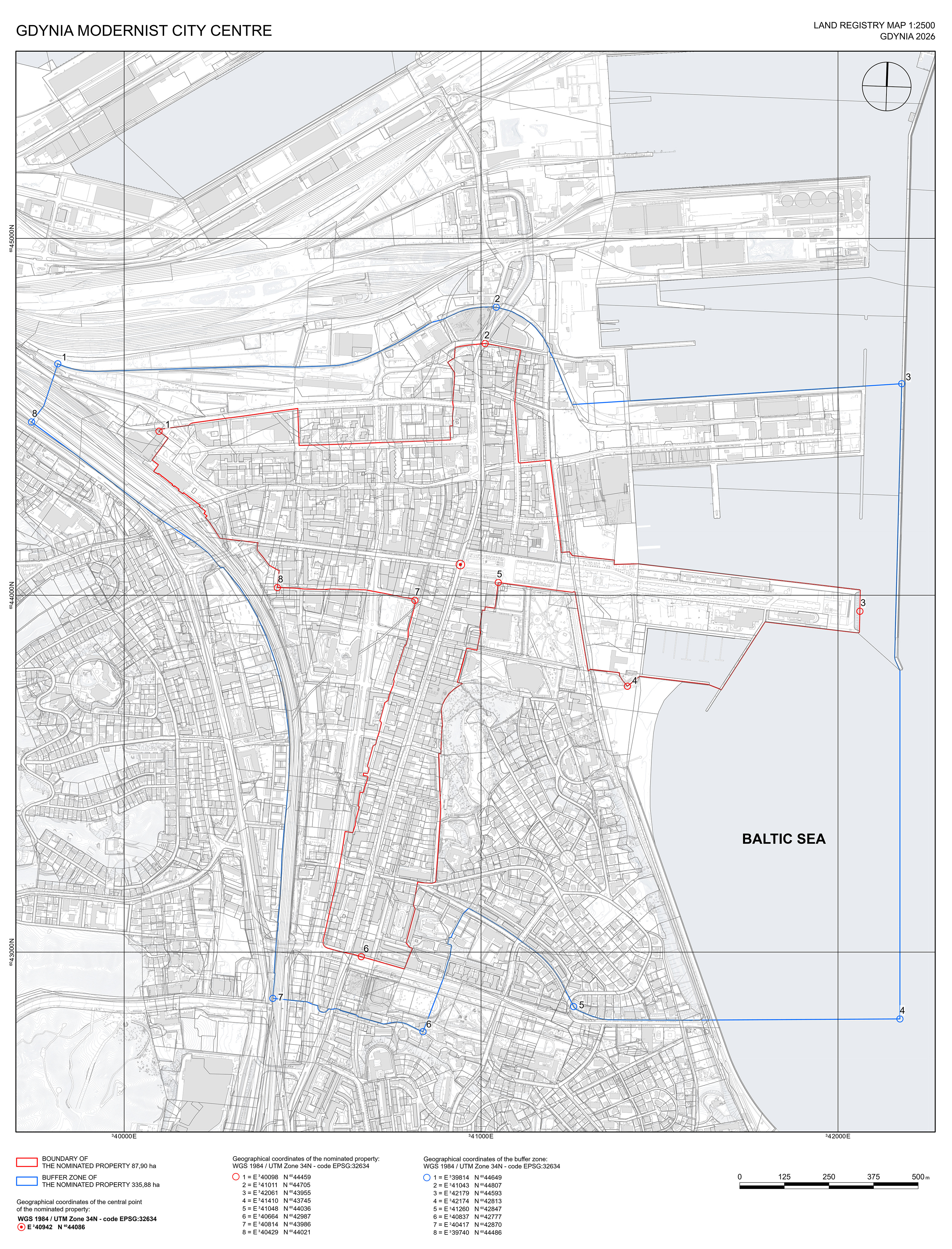 Mapa z granicami dobra i strefy buforowej