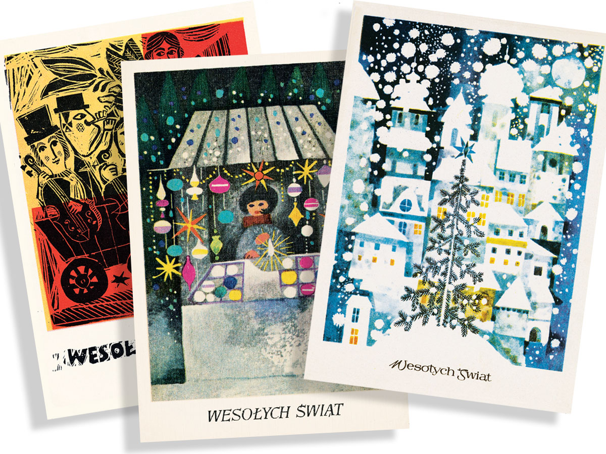 Świąteczne kartki sprzed lat autorstwa polskich artyst&oacute;w ilustrator&oacute;w