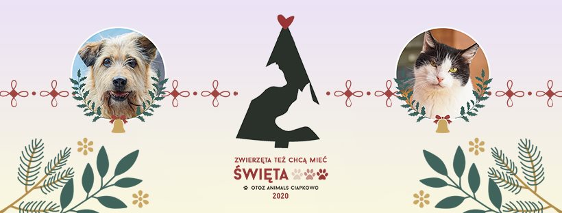 Plakat akcji OTOZ Animals Schronisko &bdquo;Ciapkowo": &bdquo;Zwierzęta też chcą mieć Święta 2020!". Mat. prasowe.
