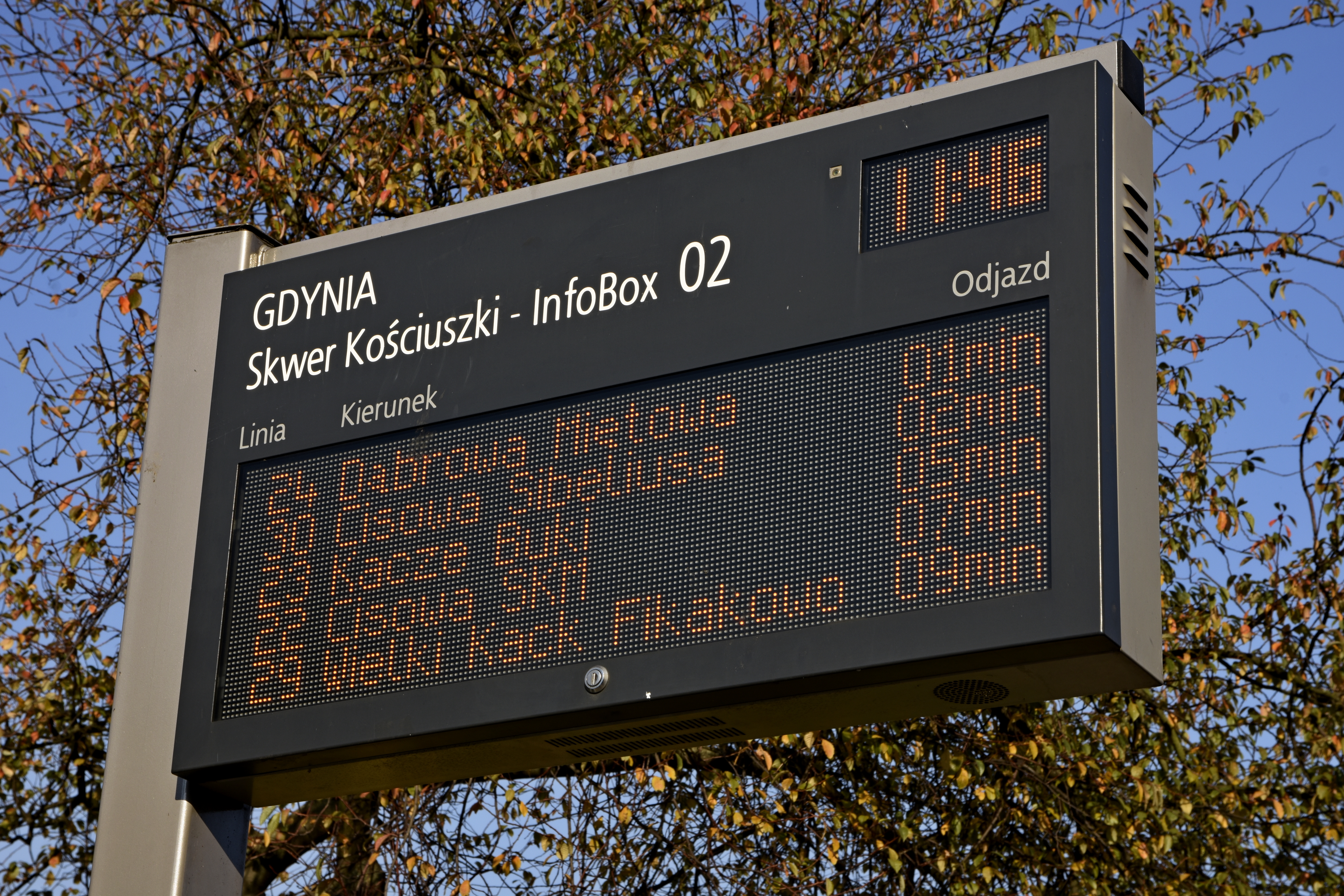 Jedna z już funkcjonujących tablic informacji pasażerskiej w Gdyni, fot. Jan Ziarnicki