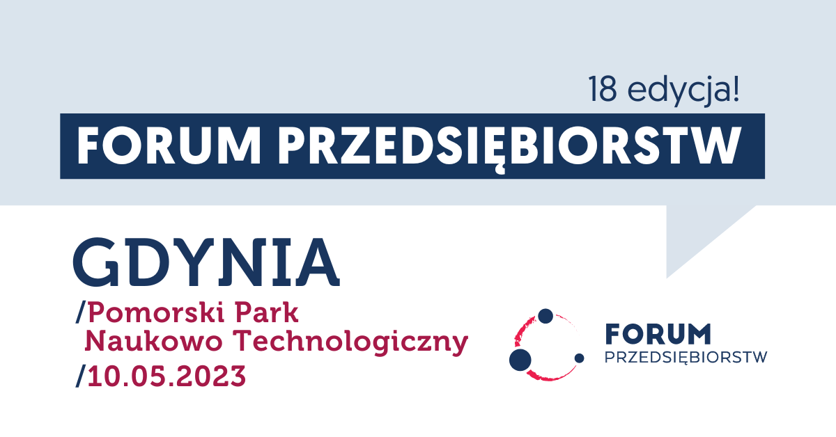 Grafika promocyjna Forum Przedsiębiorstw 2023 w Gdyni, mat. organizator&oacute;w