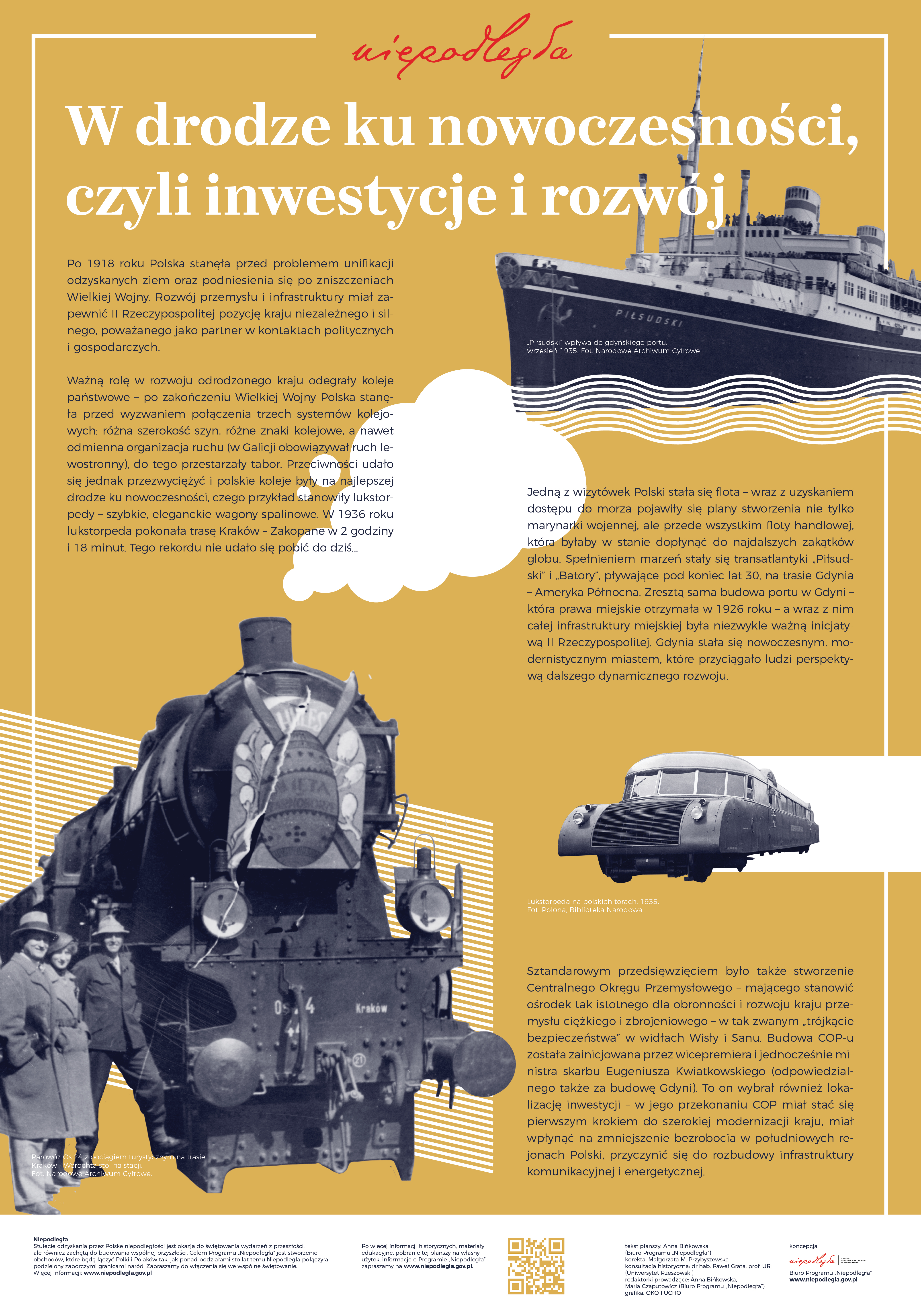 W drodze ku nowoczesności, czyli inwestycje i rozw&oacute;j - jedna z 11 plansz wystawy, mat. BPN