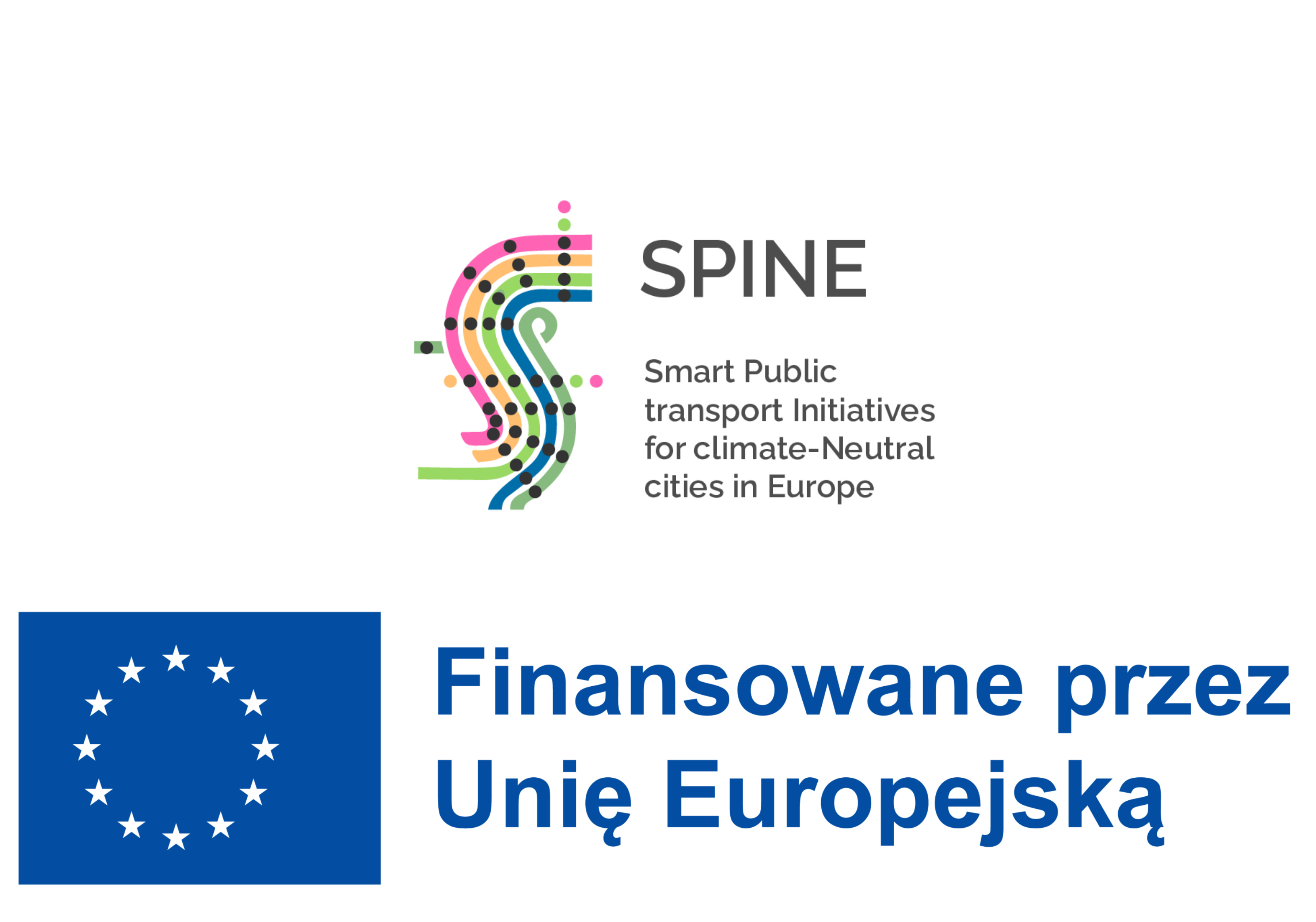logo programu Spine wraz z falgą Unii Europejskiej dofinansowującej program 