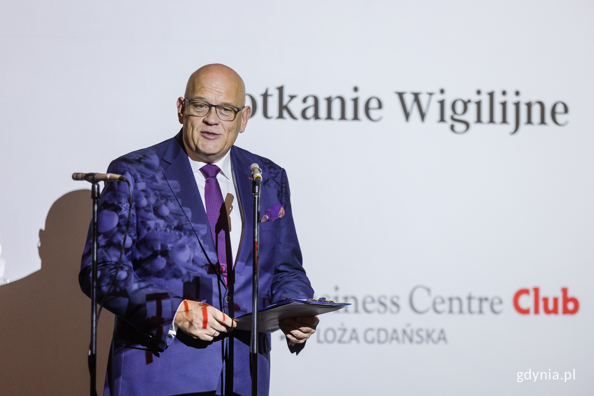 Maciej Dobrzyniecki (na zdjęciu), kanclerz Loży Gdańskiej BCC podczas świątecznego spotkania organizacji, fot. Karol Stańczak