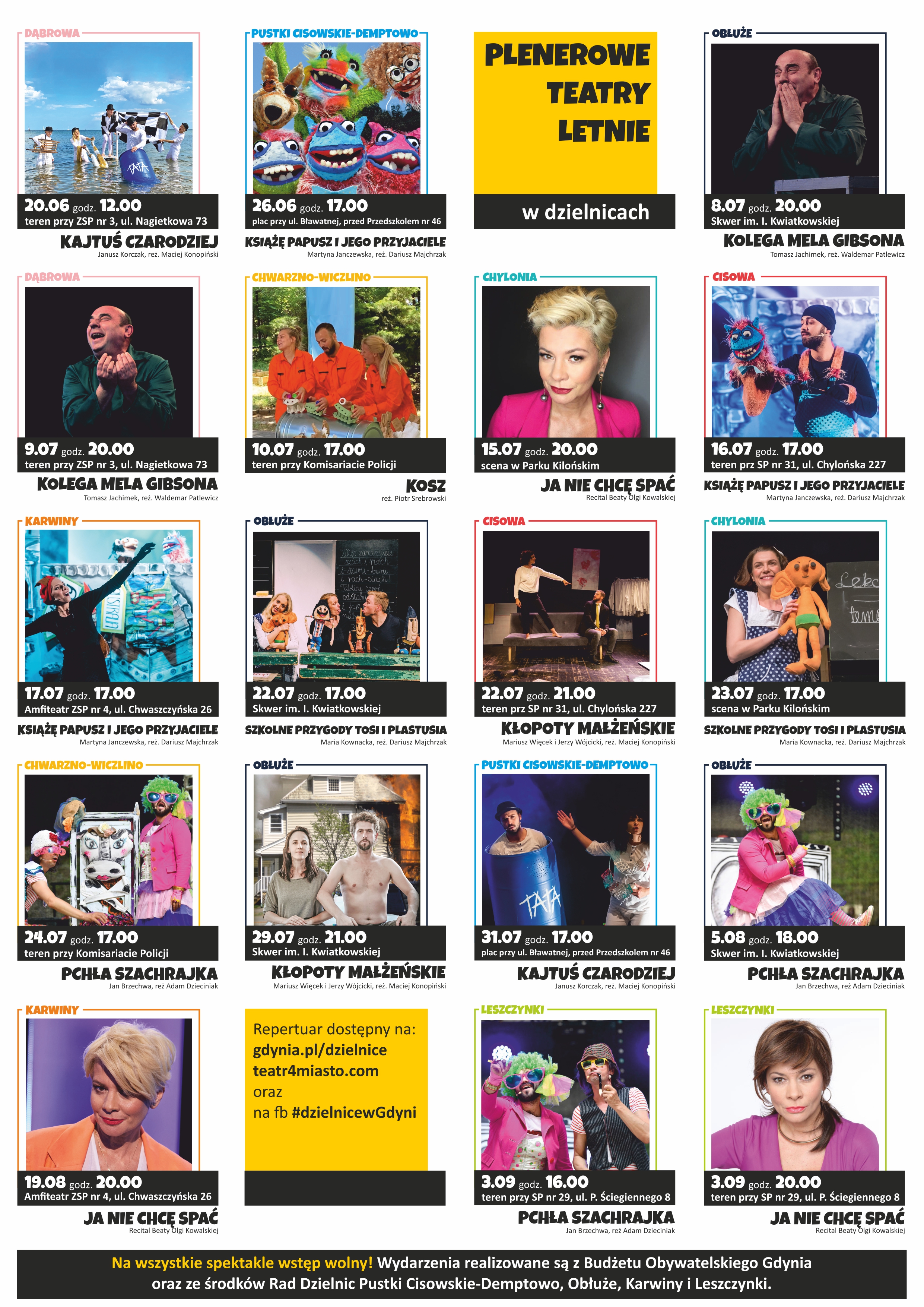 repertuar plenerowych teatr&oacute;w letnich w dzielnicach