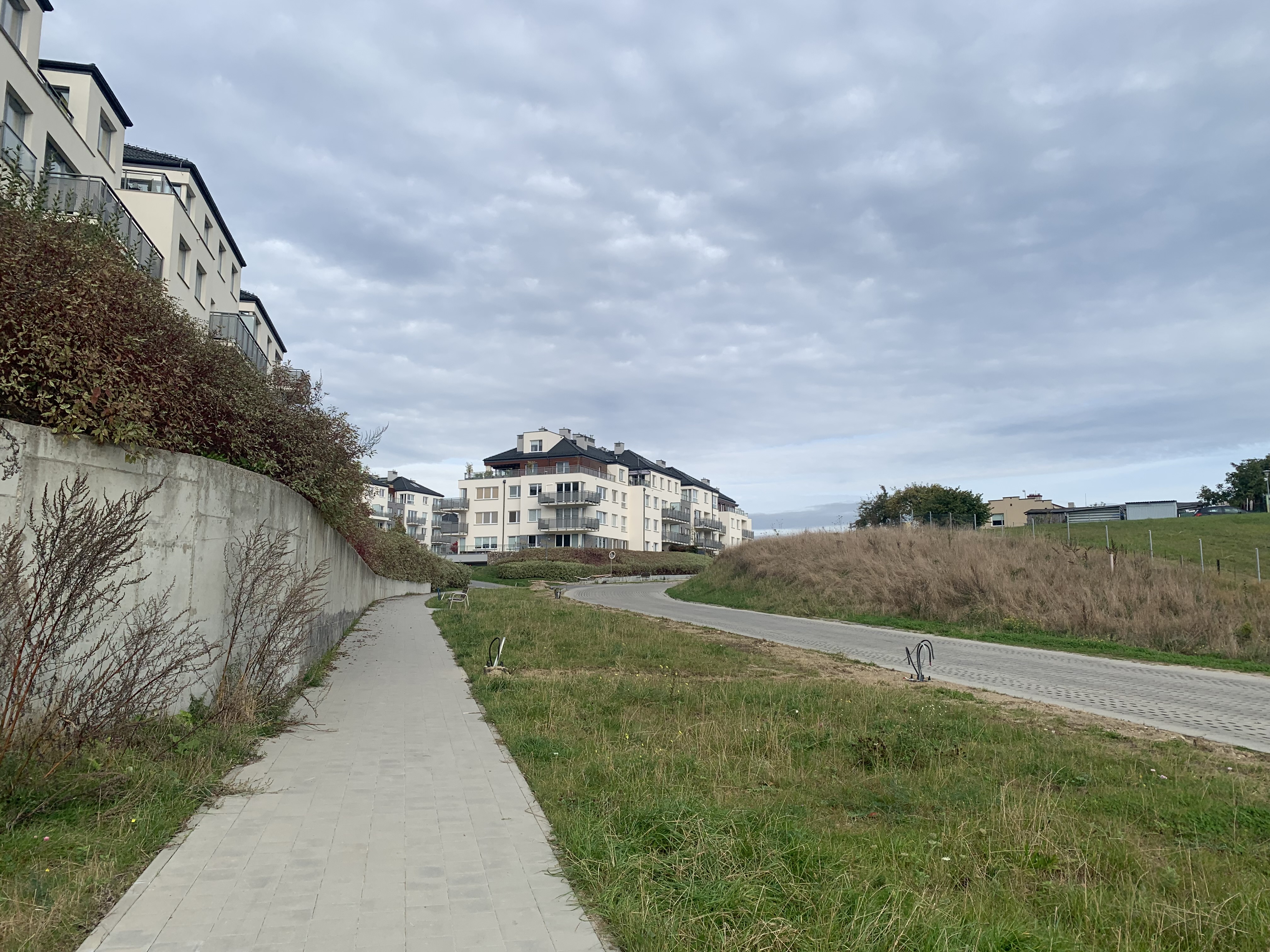 Ciąg pieszy przy ulicy A. Krauzego, fot. u g&oacute;ry: wzdłuż osiedla przy ul.Janki Bryla, fot. D.Matejczyk