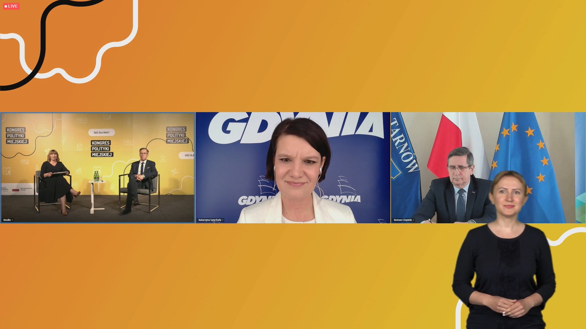 Kongres Polityki Miejskiej z udziałem: wiceprezydent Gdyni Katarzyną Gruszecką-Spychałą (na zdj. w środku), Agnieszką Sobalą-Gwosdz z Instytutu Rozwoju Miast i Region&oacute;w, prezydentem Piły Piotrem Krzysztofem Głowskim oraz prezydentem Tarnowa Romanem Ciepielą // mat. prasowe