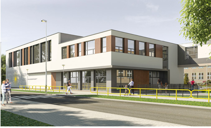 Wizualizacja hali sportowej przy SP 16