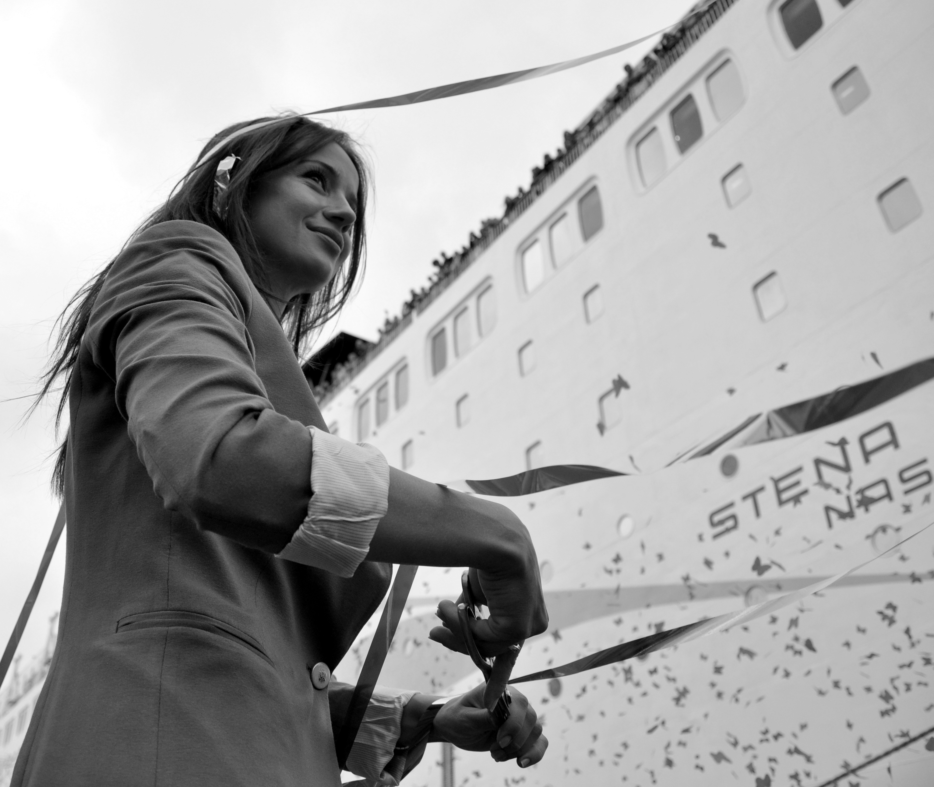 Anna Przybylska została matką chrzestną promu "Stena Spirit". Na zdjęciu aktorka podczas uroczystości. // fot. Dorota Nelke, archiwum