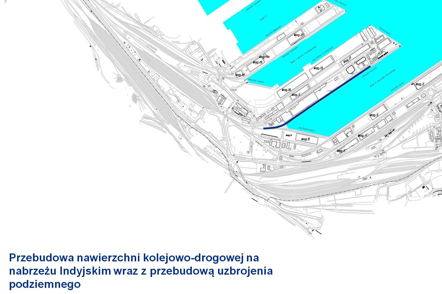 Grafika z zaznaczonym obszarem planowanej inwestycji na Nabrzeżu Indyjskim, fot. materiały prasowe / www.port.gdynia.pl
