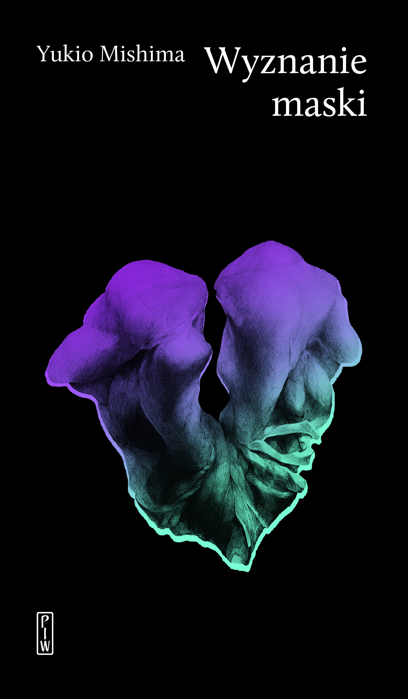 Okładka książki Yukio Mishimy pt. "Wyzwanie maski". Na czarnym tle umieszczono kolorowy wz&oacute;r i białe napisy z nazwą książki oraz imieniem i nazwiskiem autora // fot. materiały prasowe