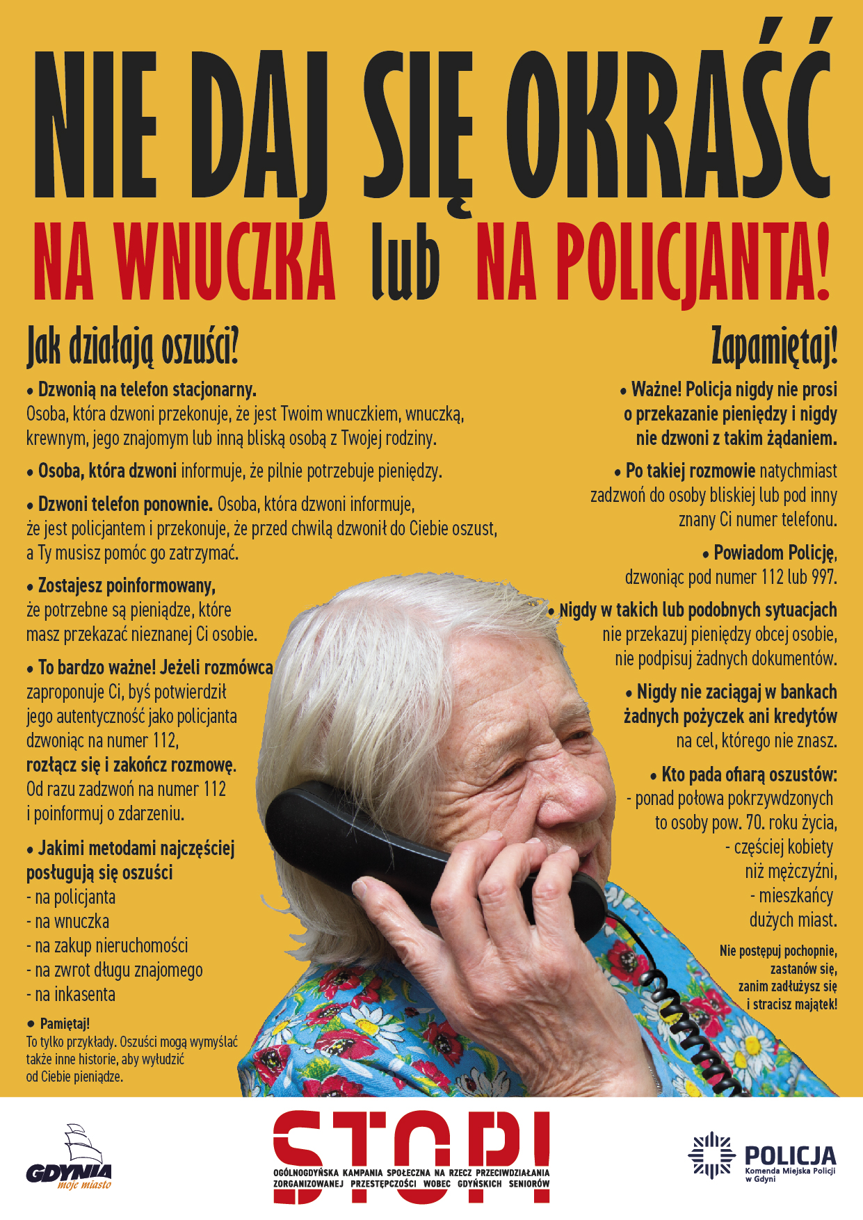 Plakat kampanii społecznej STOP dotyczący bezpieczeństwa senior&oacute;w