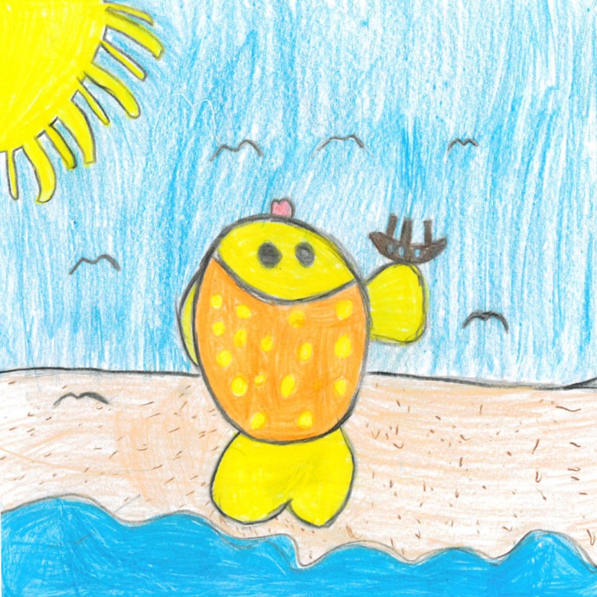 Praca pt. &bdquo;Gdyńska rybka&rdquo; autorstwa Iwony Polewskiej z kl. I D Szkoły Podstawowej nr 47 w Gdyni (materiały Wydziału Ogrodnika Miasta)