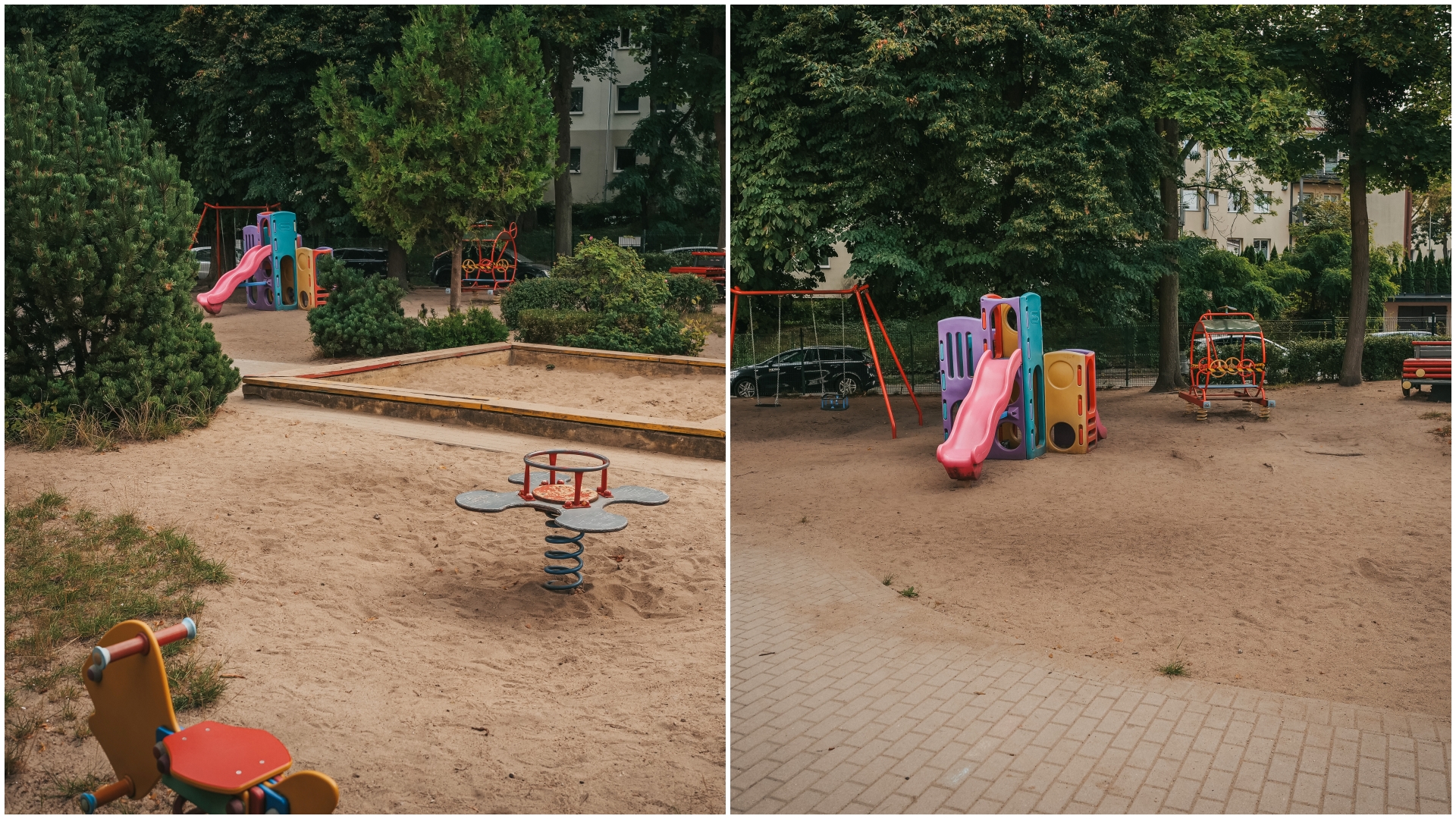 Tak wyglądał plac zabaw przed przebudową &ndash; z wysłużonymi urządzeniami i nawierzchnią wymagającą wymiany. // fot. M. Mielewski