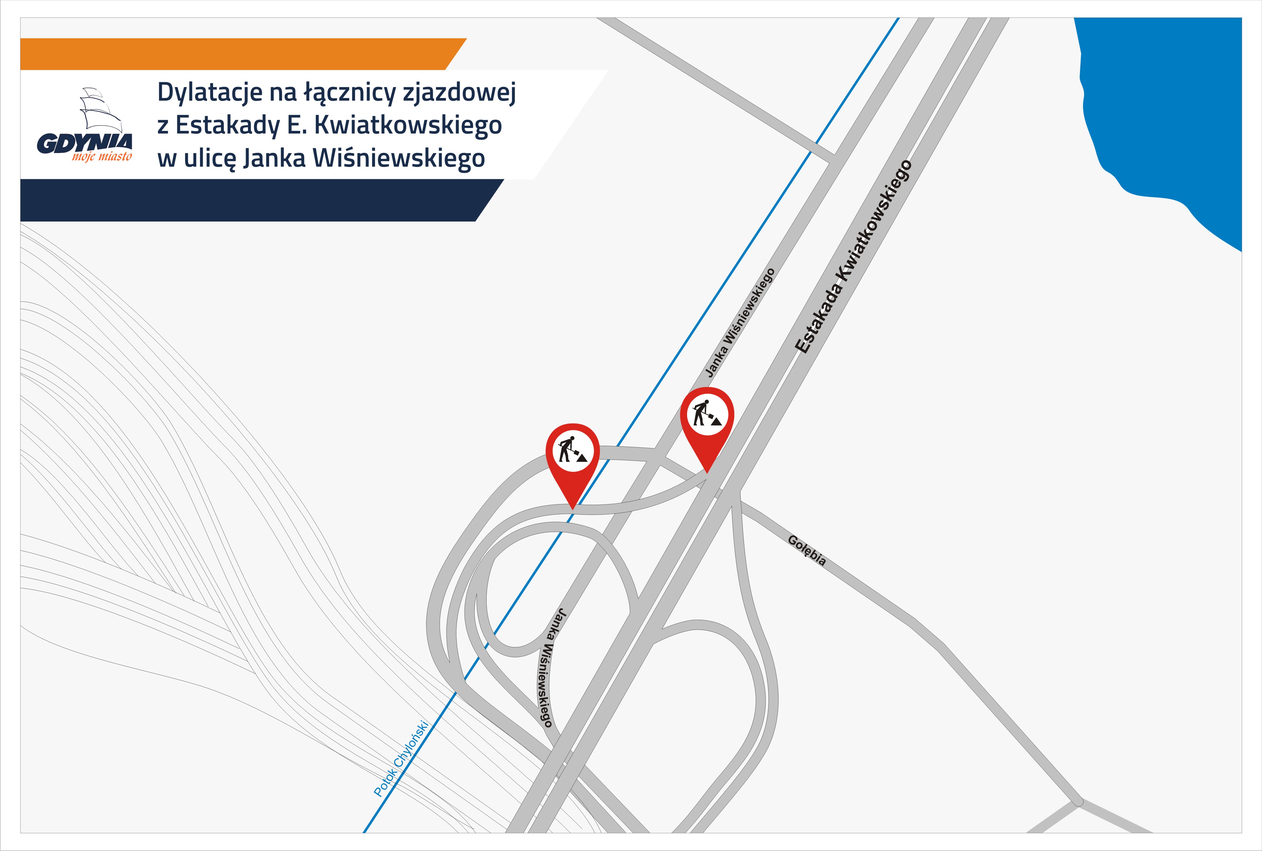 łącznica zjazdowa z Estakady Kwiatkowskiego w ulicę Wiśniewskiego // mat. prasowe UM w Gdyni