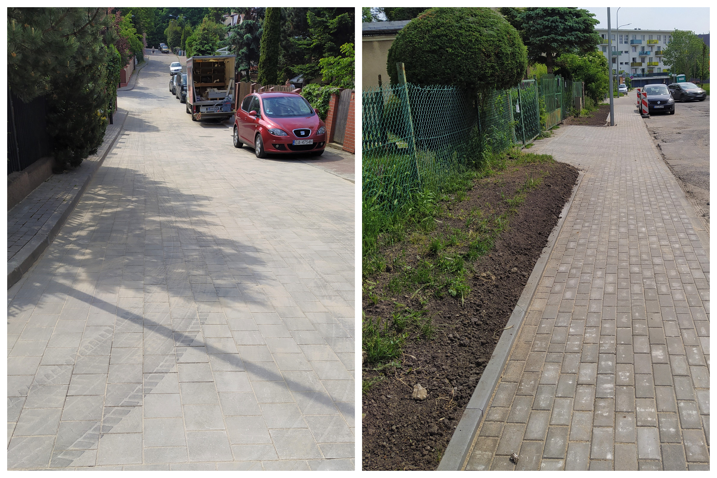 Ul. Granatowa i chodnik przy ul. Błękitnej // fot. ZDiZ