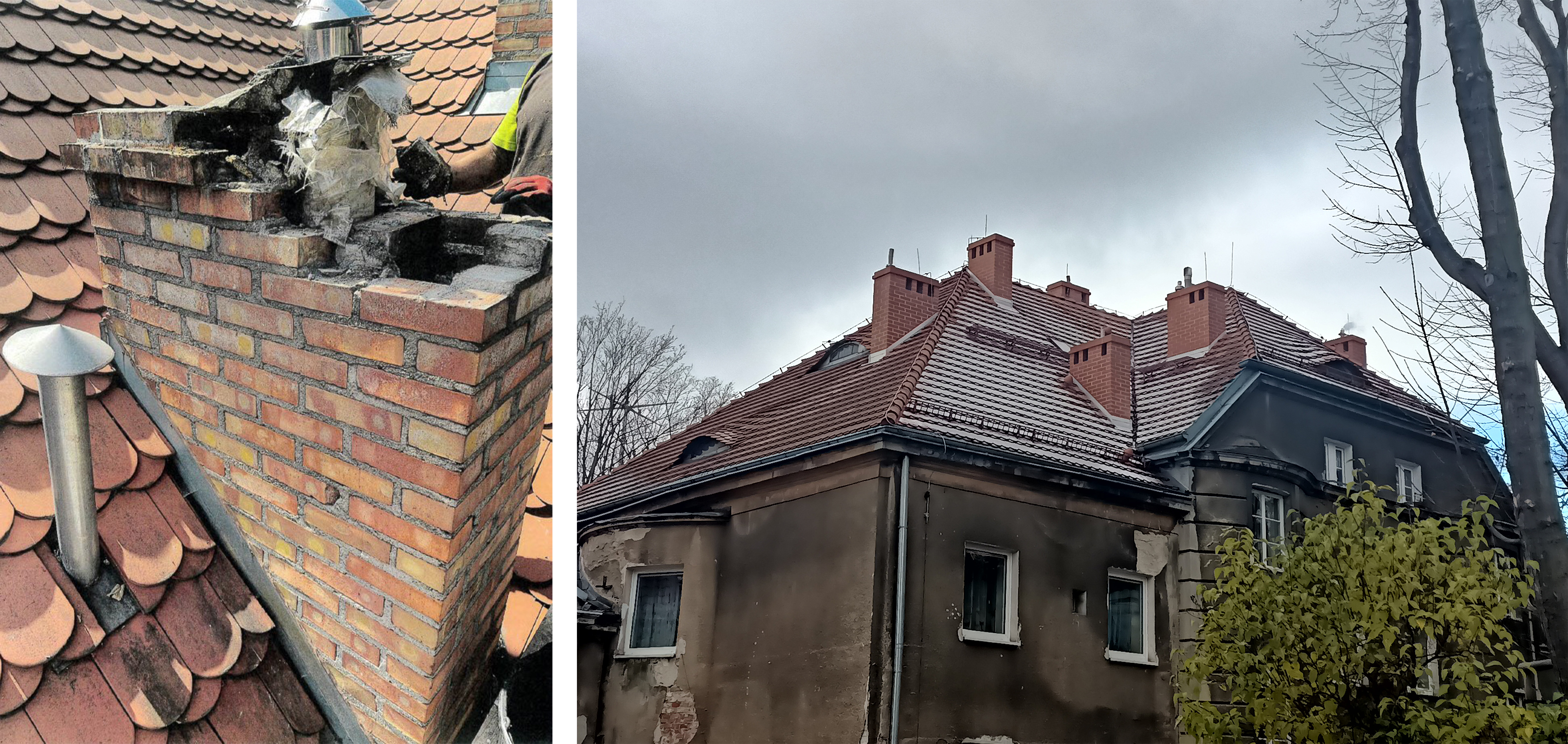 Remont komin&oacute;w w trakcie i po wykonaniu