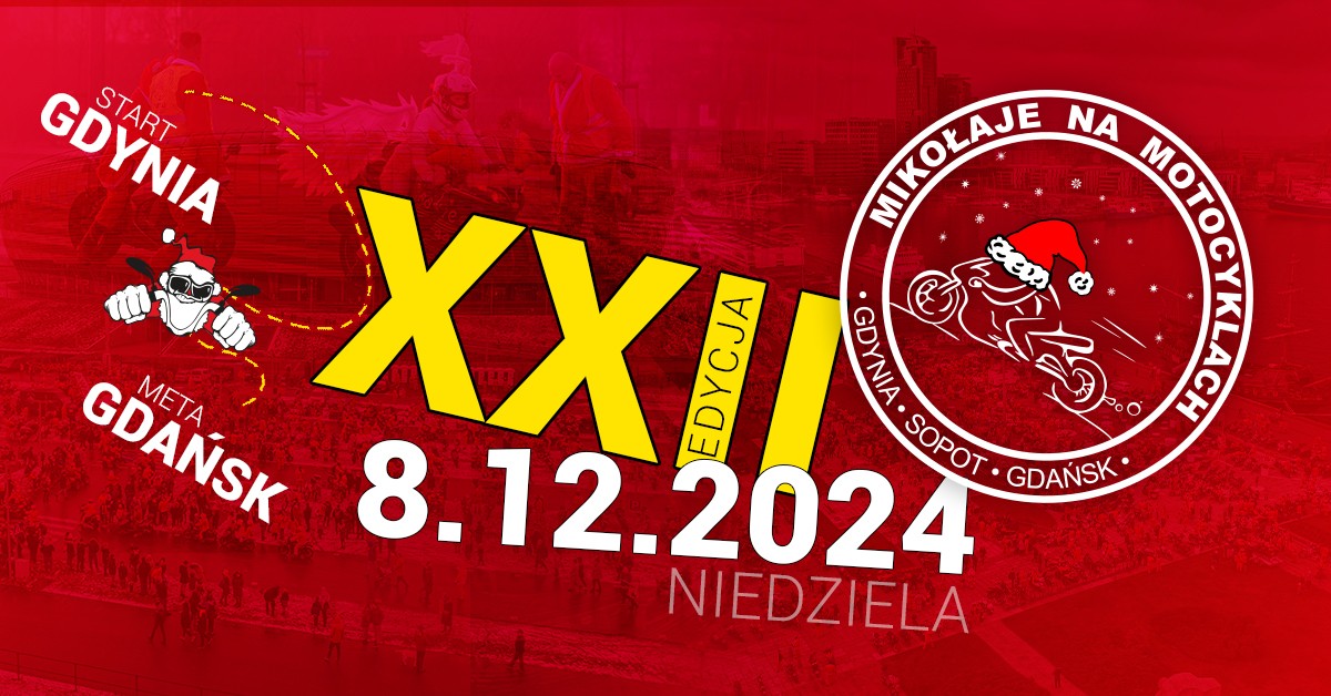 Grafika promująca 22. edycję akcji &bdquo;Mikołaje na motocyklach&rdquo; (mat. prasowe)