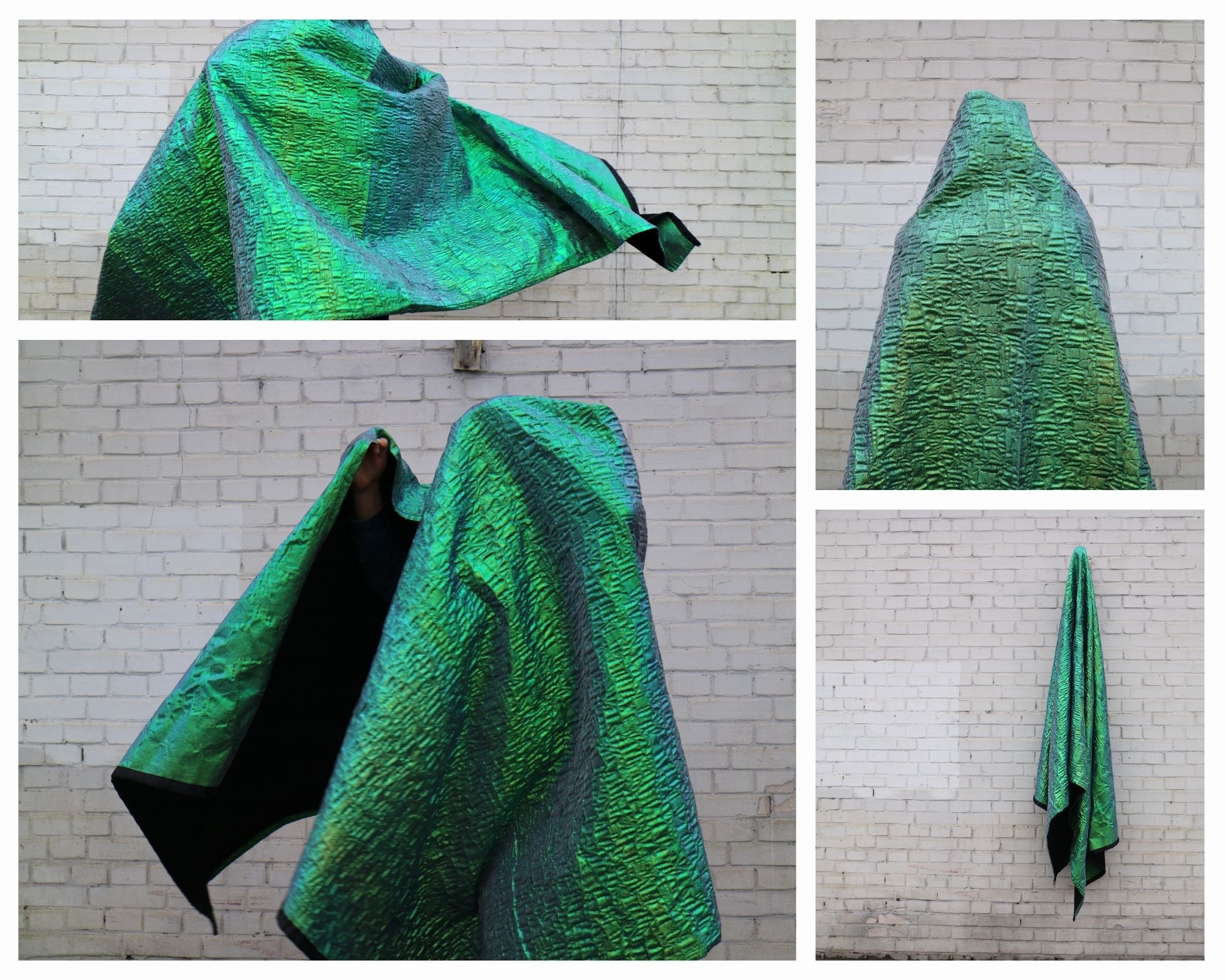 Zielona tkanina żakardowa "Perła".