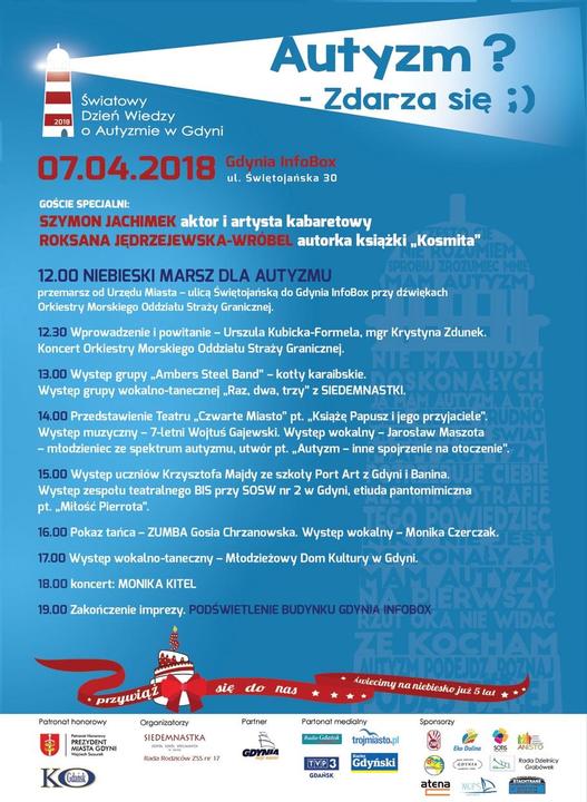 Plakat Światowy Dzień Wiedzy o Autyzmie w Gdyni 