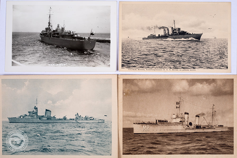 Poczt&oacute;wki z polskimi okrętami Marynarki Wojennej, fot. facebook.com/MuzeumMW