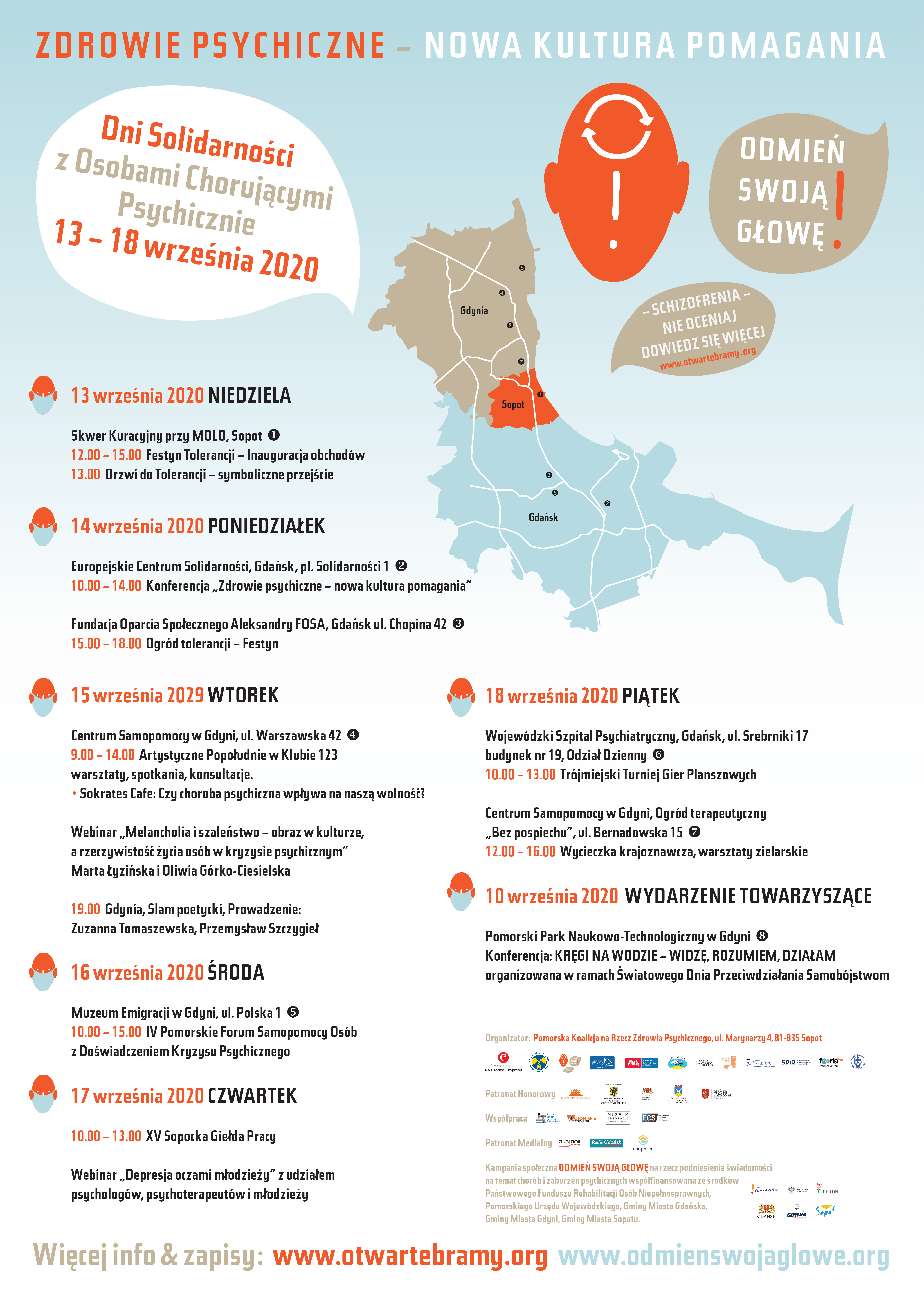 Plakat z programem obchod&oacute;w Tr&oacute;jmiejskich Dni Solidarności z Osobami Chorującymi Psychicznie // fot. materiały prasowe