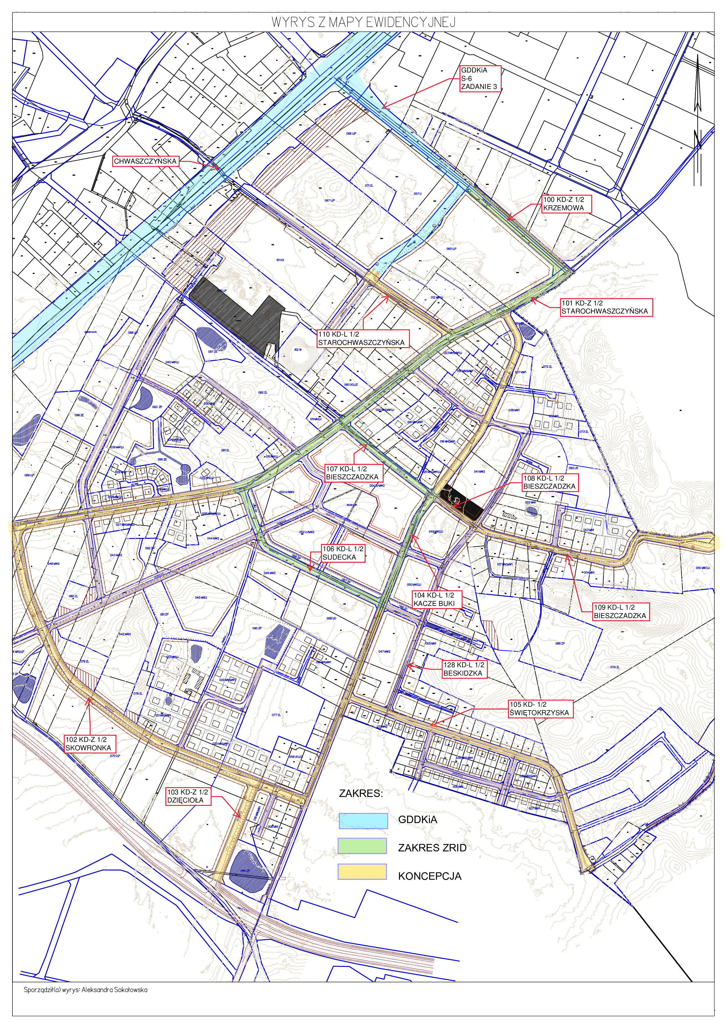 plan budowy dr&oacute;g na Kaczych Bukach, mat. Wydział Inwestycji UM