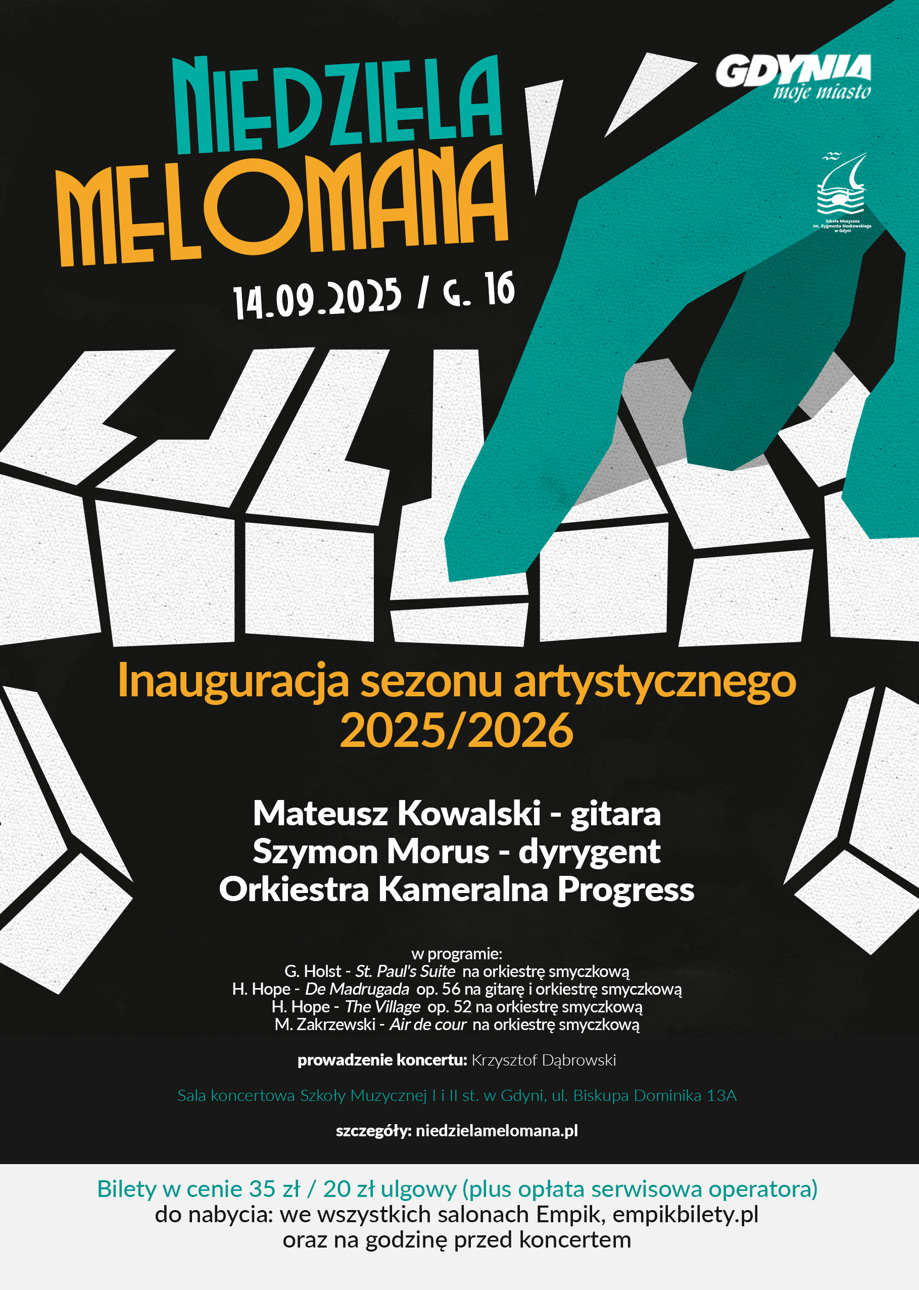 Plakat promujący koncert z cyklu Niedziela Melomana 