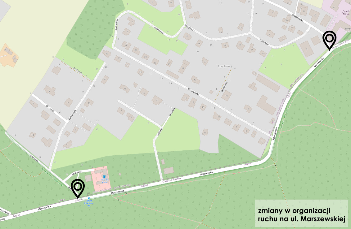 Ul. Marszewska - zmiany w organizacji ruchu:grafika: OpenStretMap