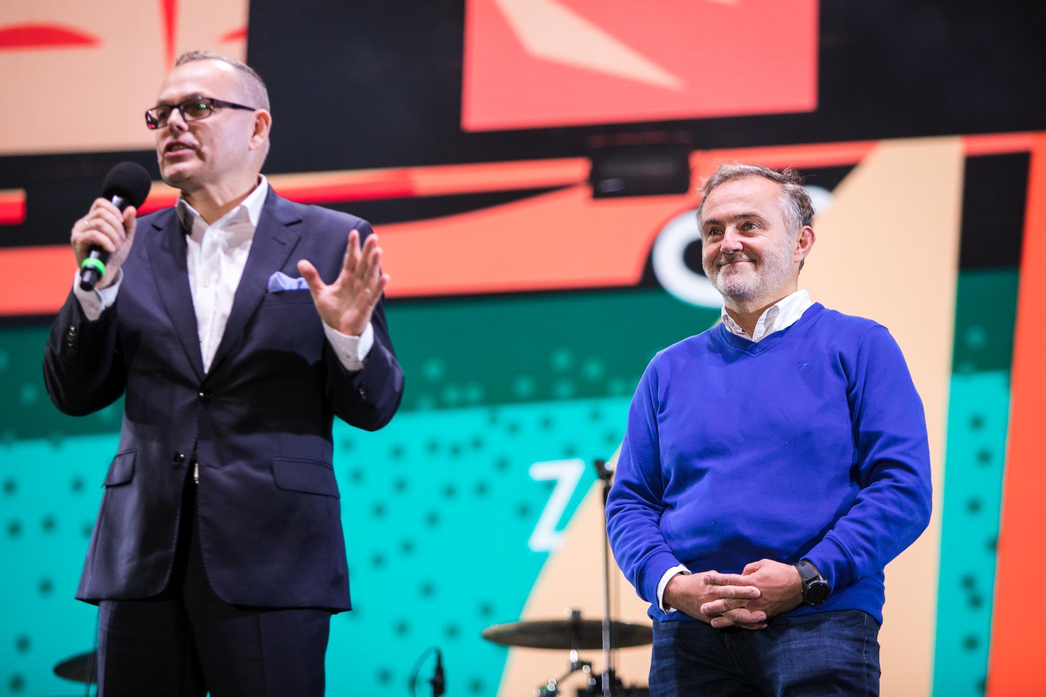 Pełniący obowiązki prezesa Polskiego Radia Andrzej Rogyski oraz prezydent Wojciech Szczurek, fot. Karol Stańczak