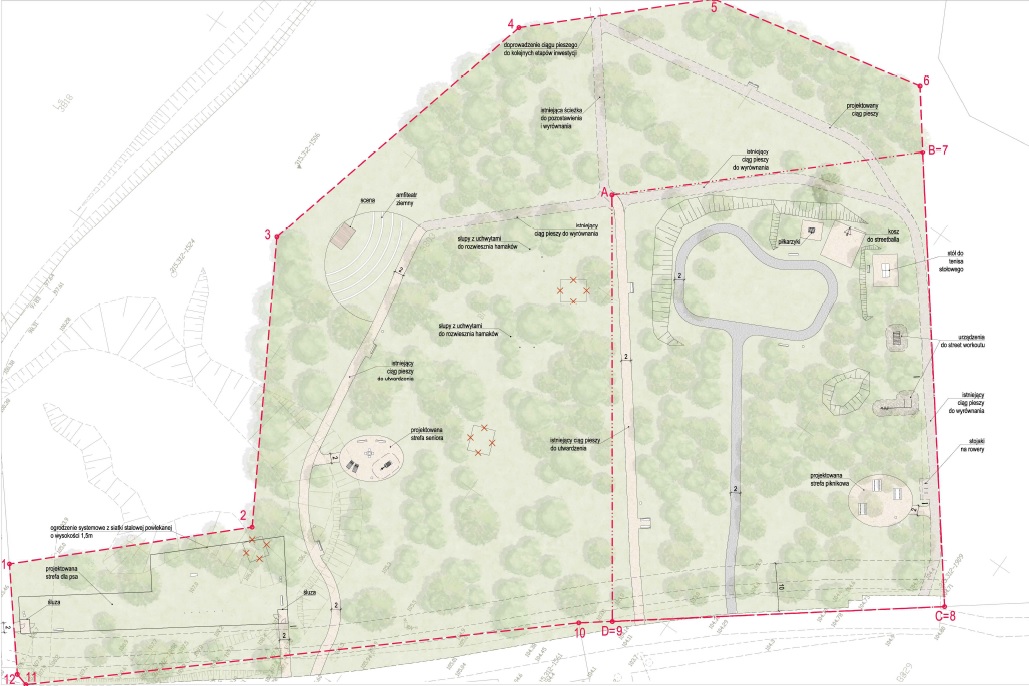 Koncepcja projektowa I i II etapu parku rodzinnego przy ul. Spokojnej na Małym Kacku