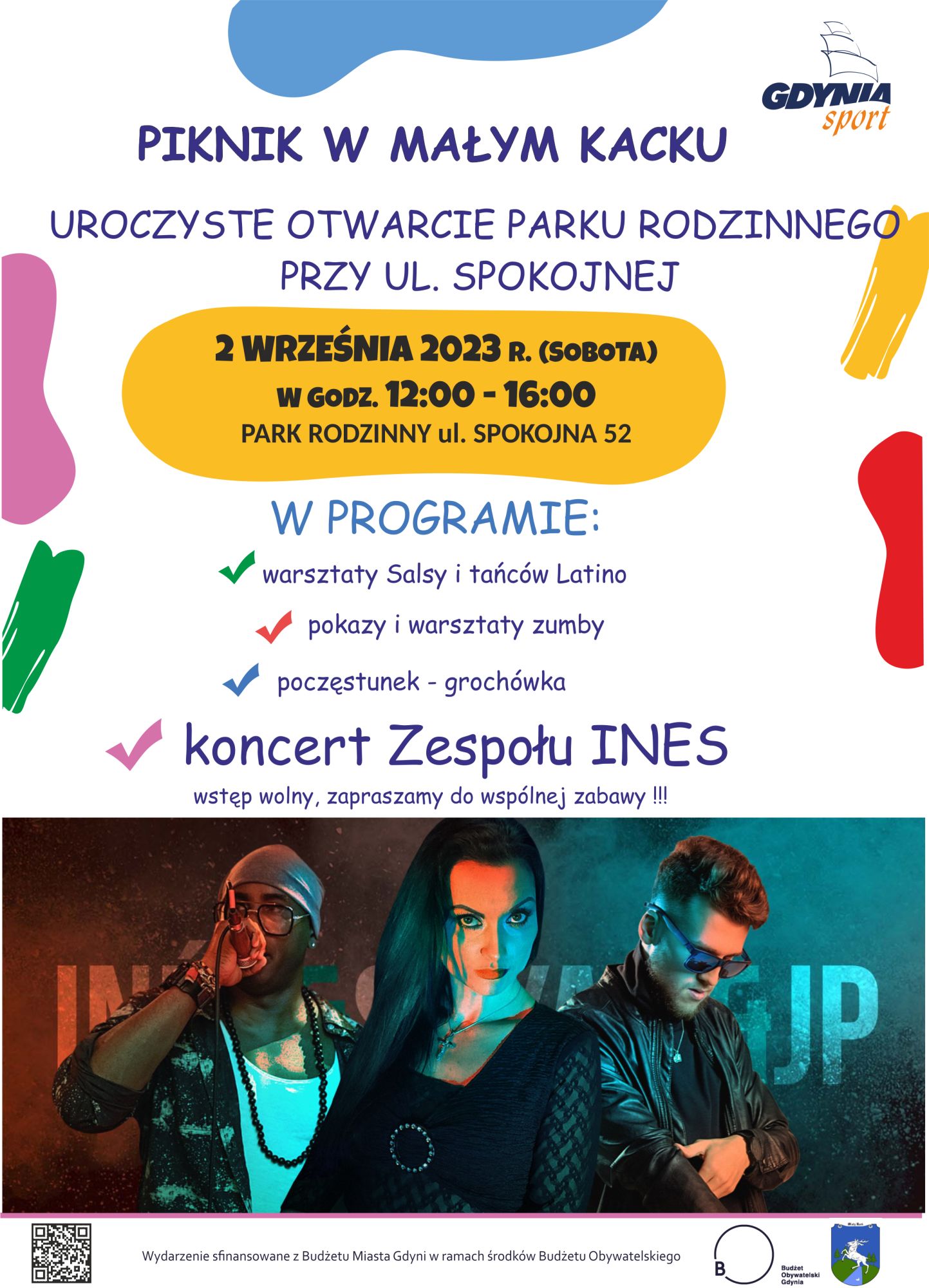 plakat promocyjny pikniku w Małym Kacku w kolorowe mazy